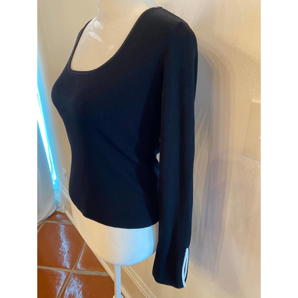 Venini Black long bell sleeve ribbed top XS - Picture 3 of 4
